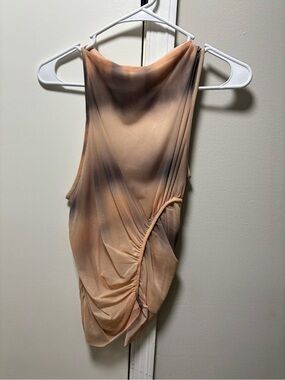 Zara Peach Mesh Cowl Neck Tank